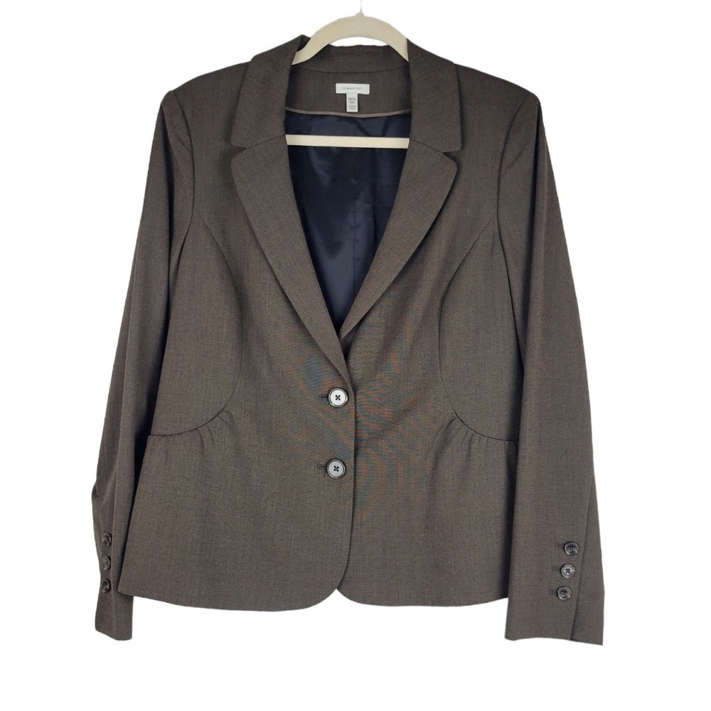 Semantiks Petite Lined Jacket Waist Length Pleated Back Size 14P Black Brown NWT
